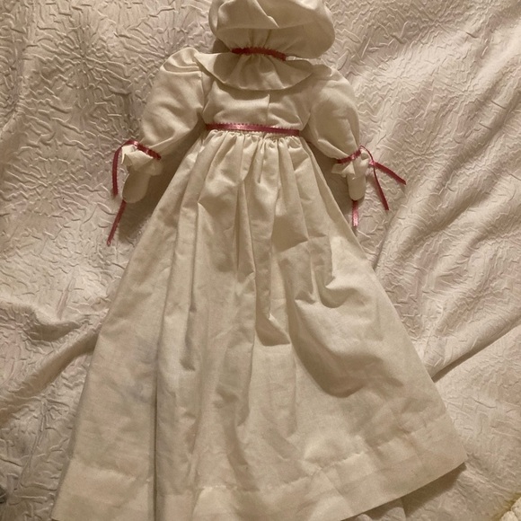 Handmade simple rabbit doll with pretty hand embroidered dress cow pig chicken - Picture 6 of 14